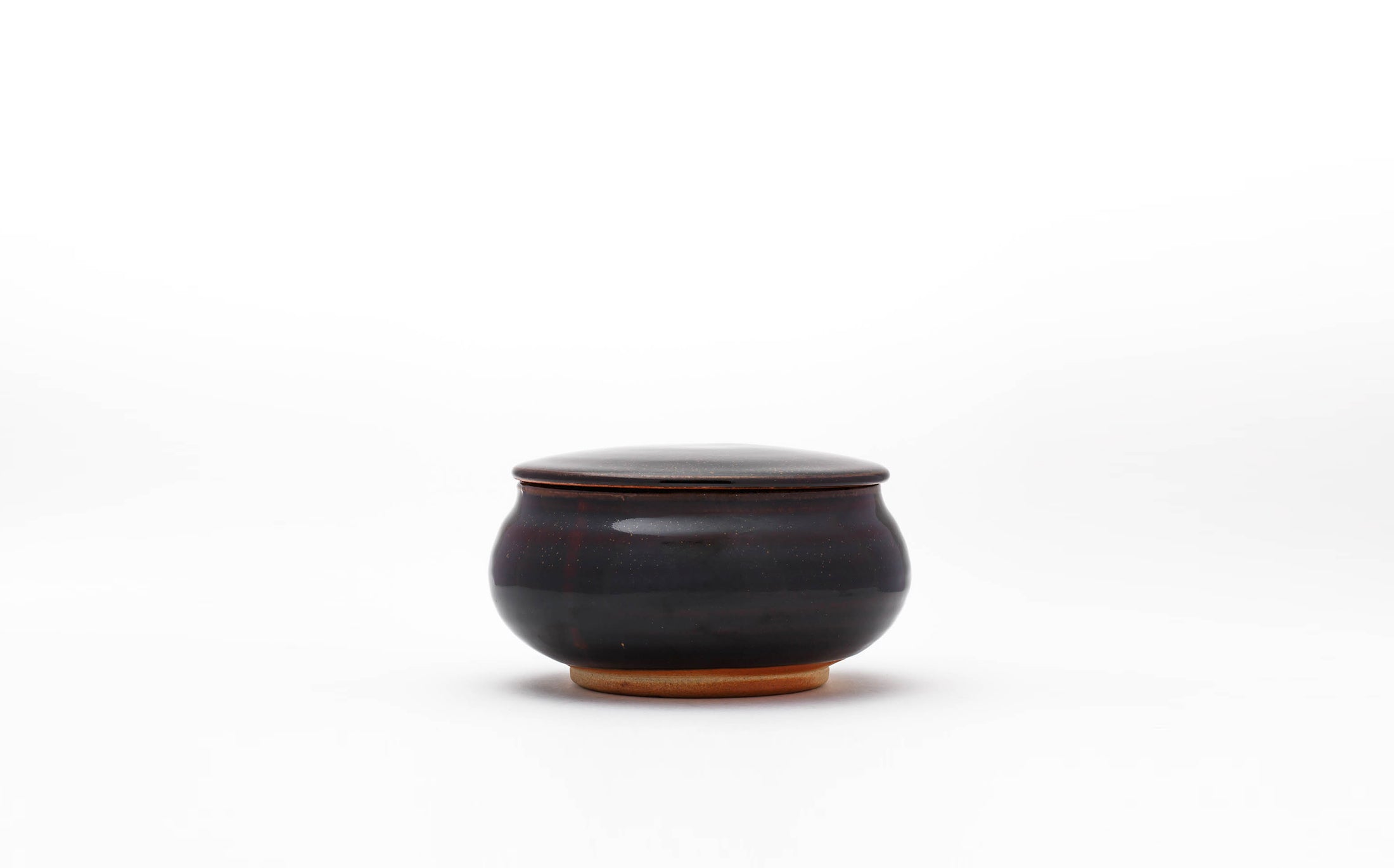 Iwami - Ceramic Black - Flat Pot with Lid size5