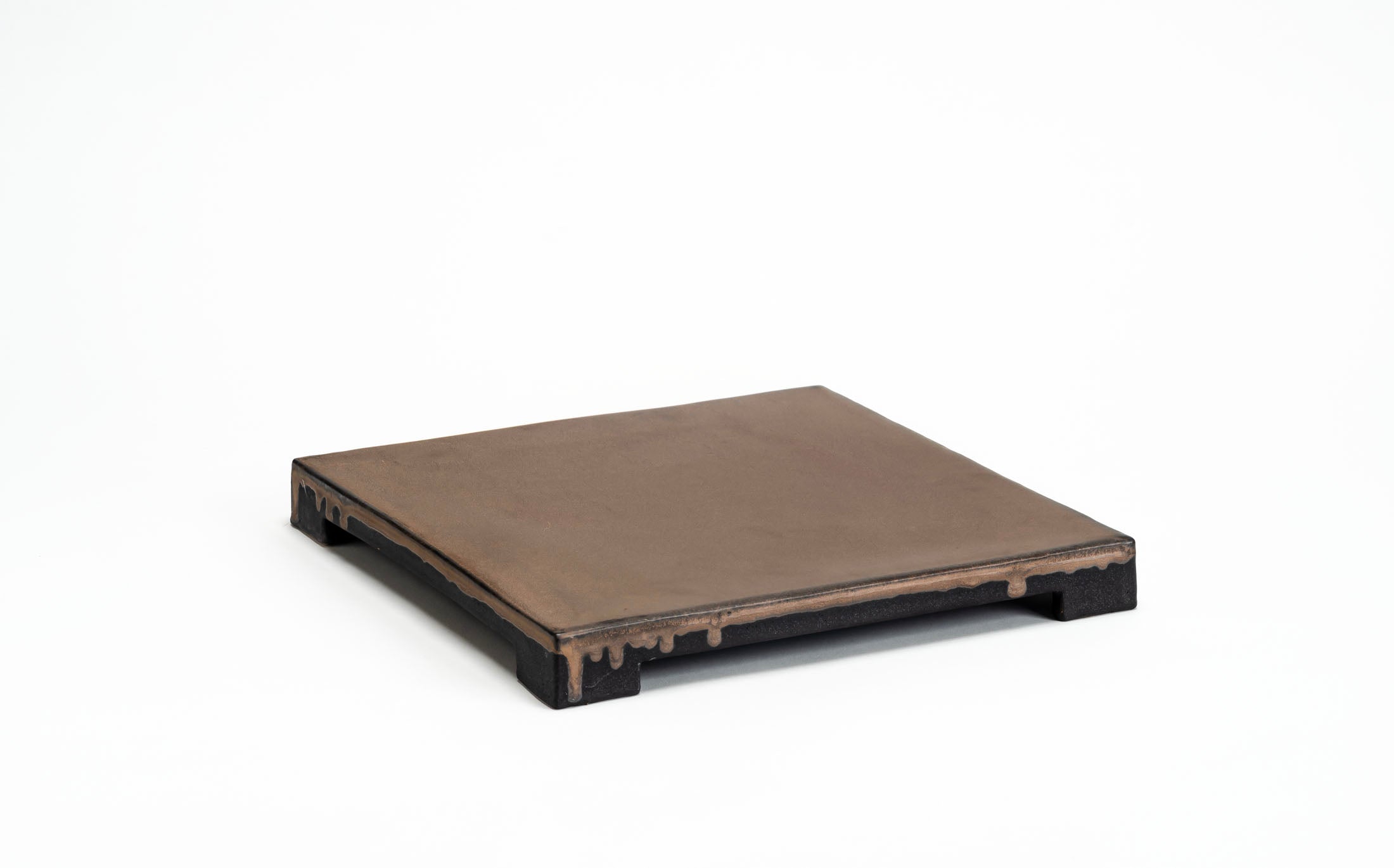 Kasama - Ceramic Black Luster - Square Plate with Legs