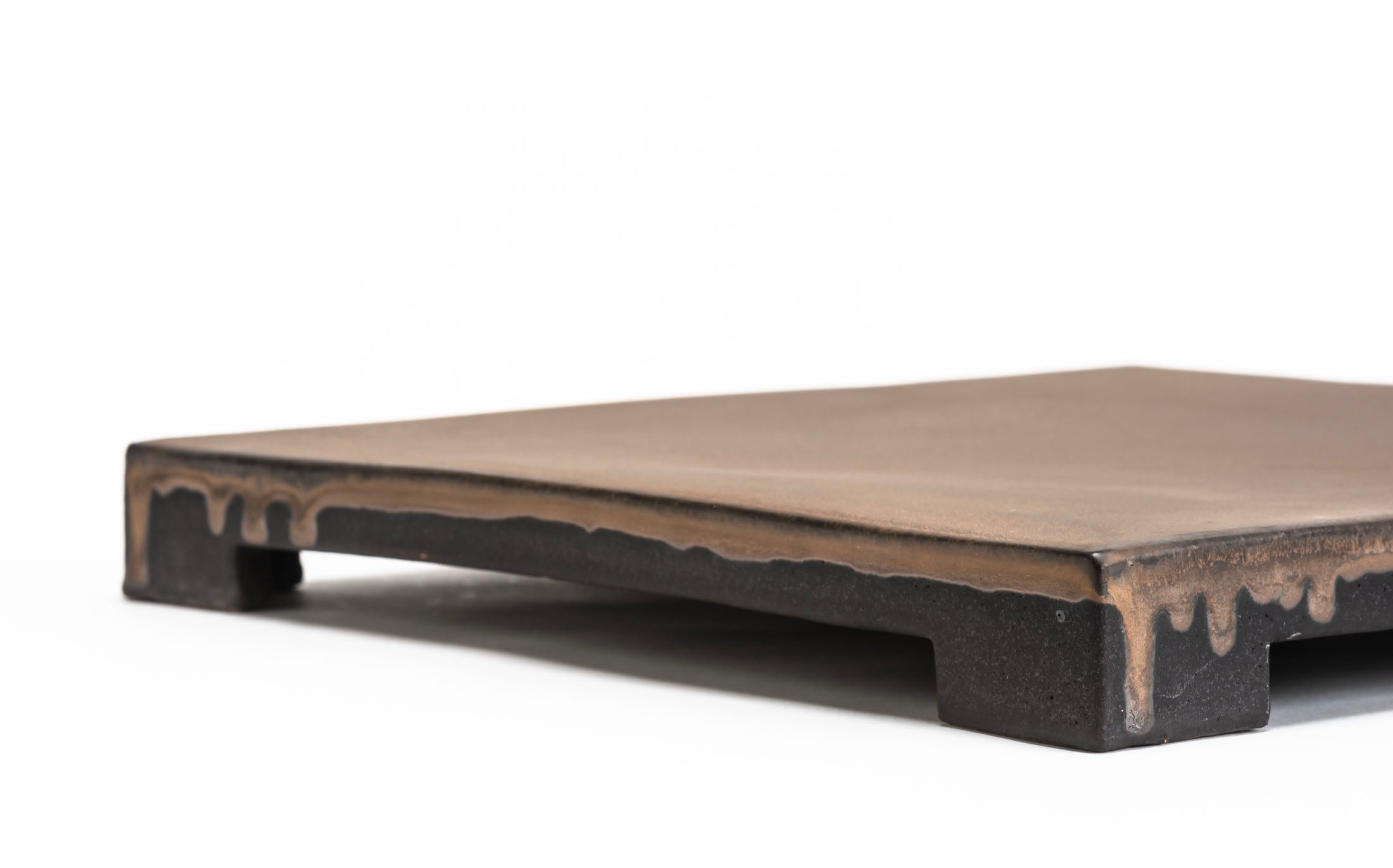Kasama - Ceramic Black Luster - Square Plate with Legs