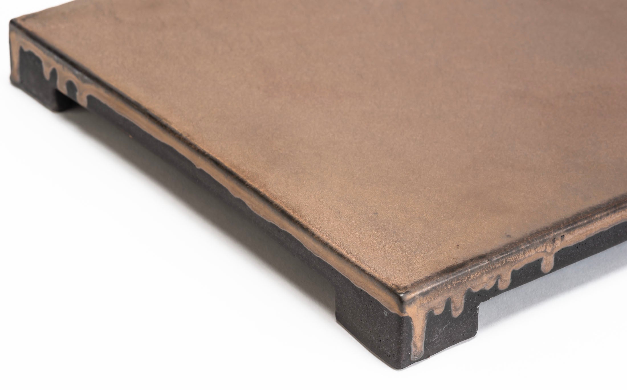 Kasama - Ceramic Black Luster - Square Plate with Legs