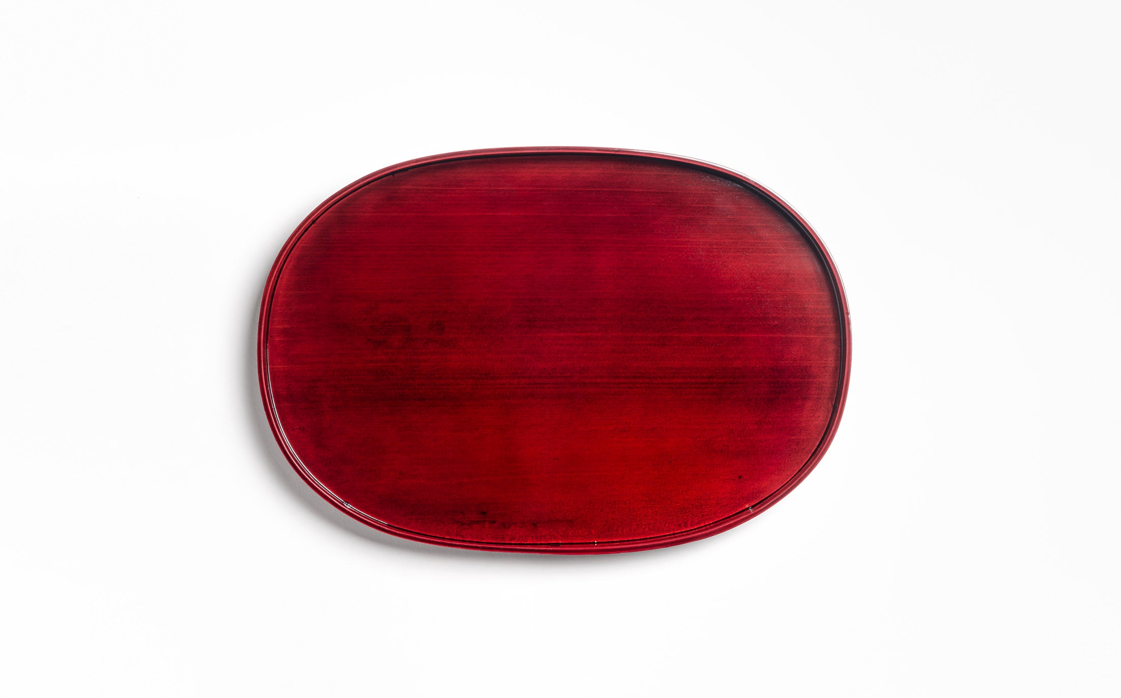 Mihashi - Red Shunkei - Oval Tray L