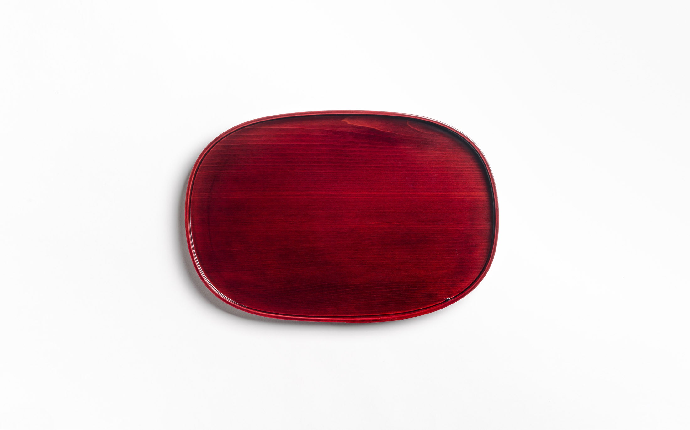 Mihashi - Red Shunkei - Oval Tray M