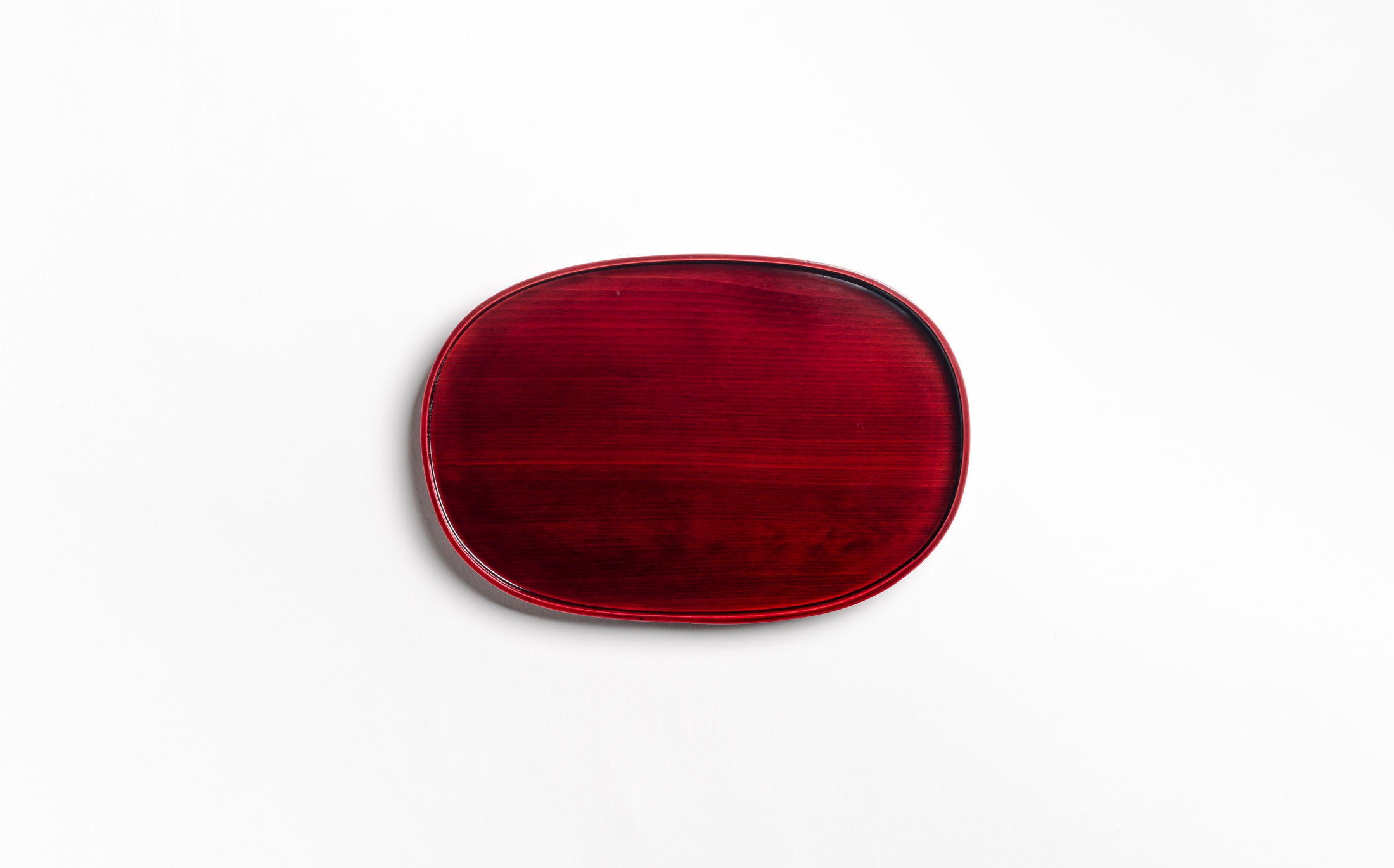 Mihashi - Red Shunkei - Oval Tray S