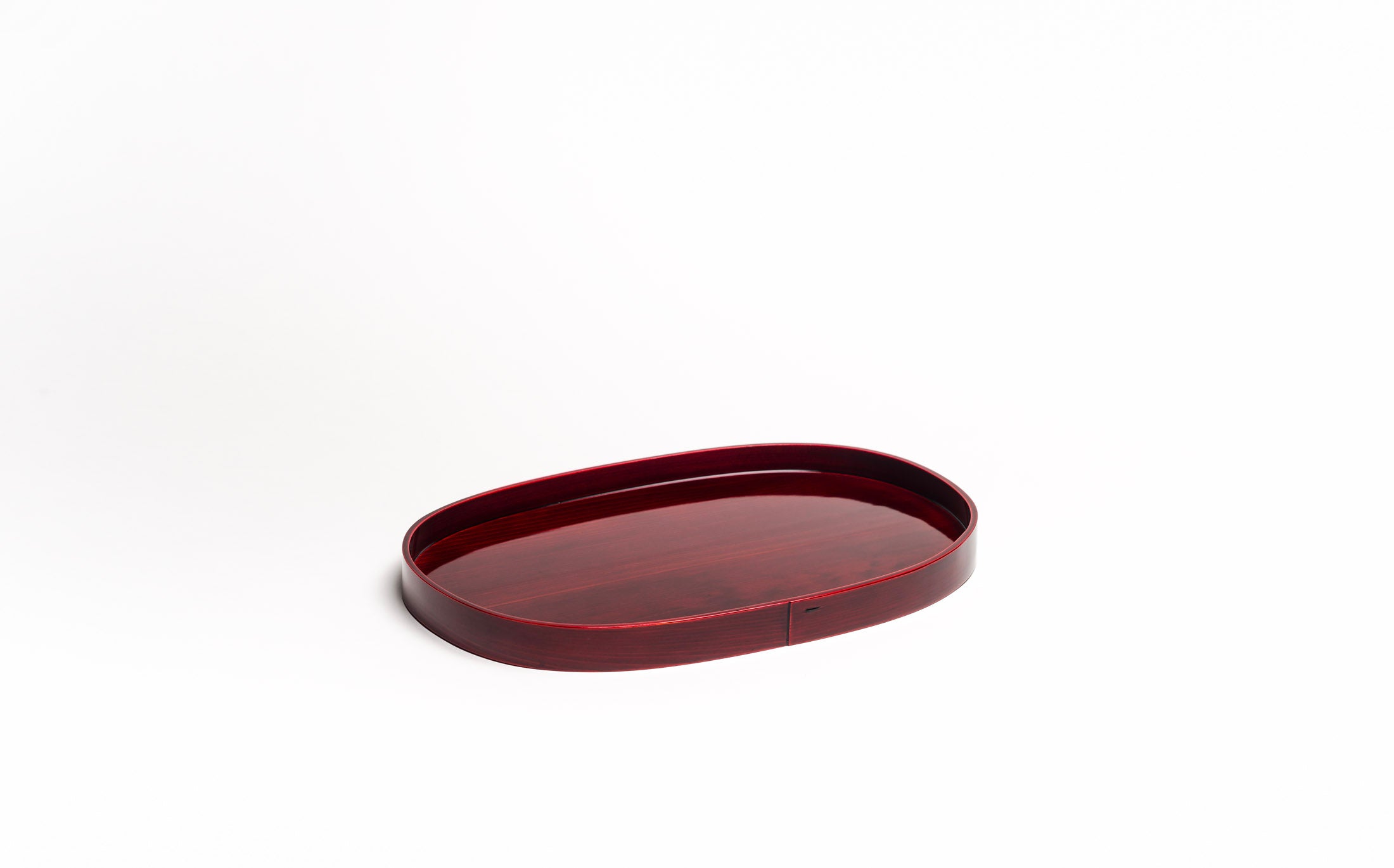 Mihashi - Red Shunkei - Oval Tray S