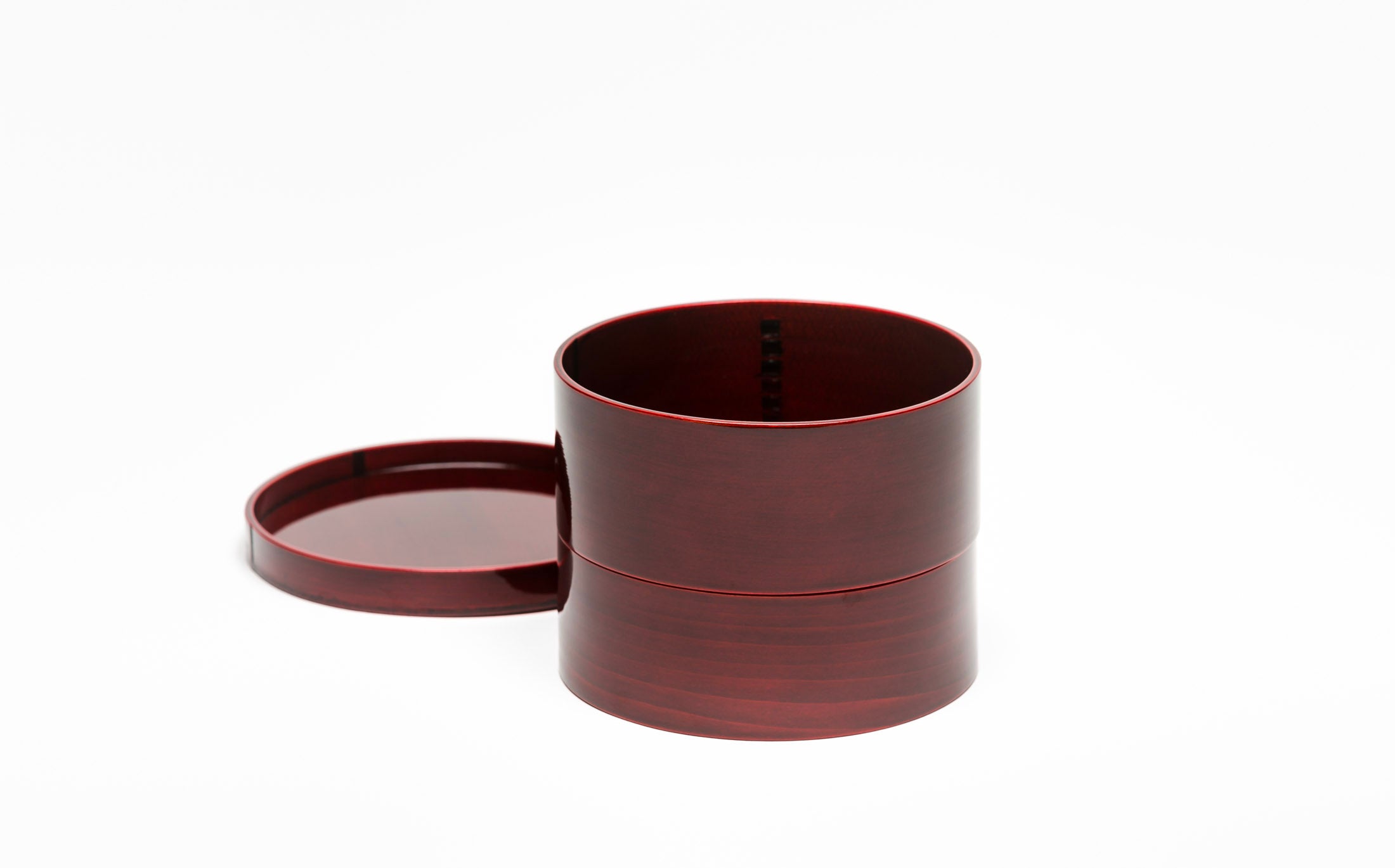 Mihashi - Red Shunkei - 2 Tier Round Lunch Box