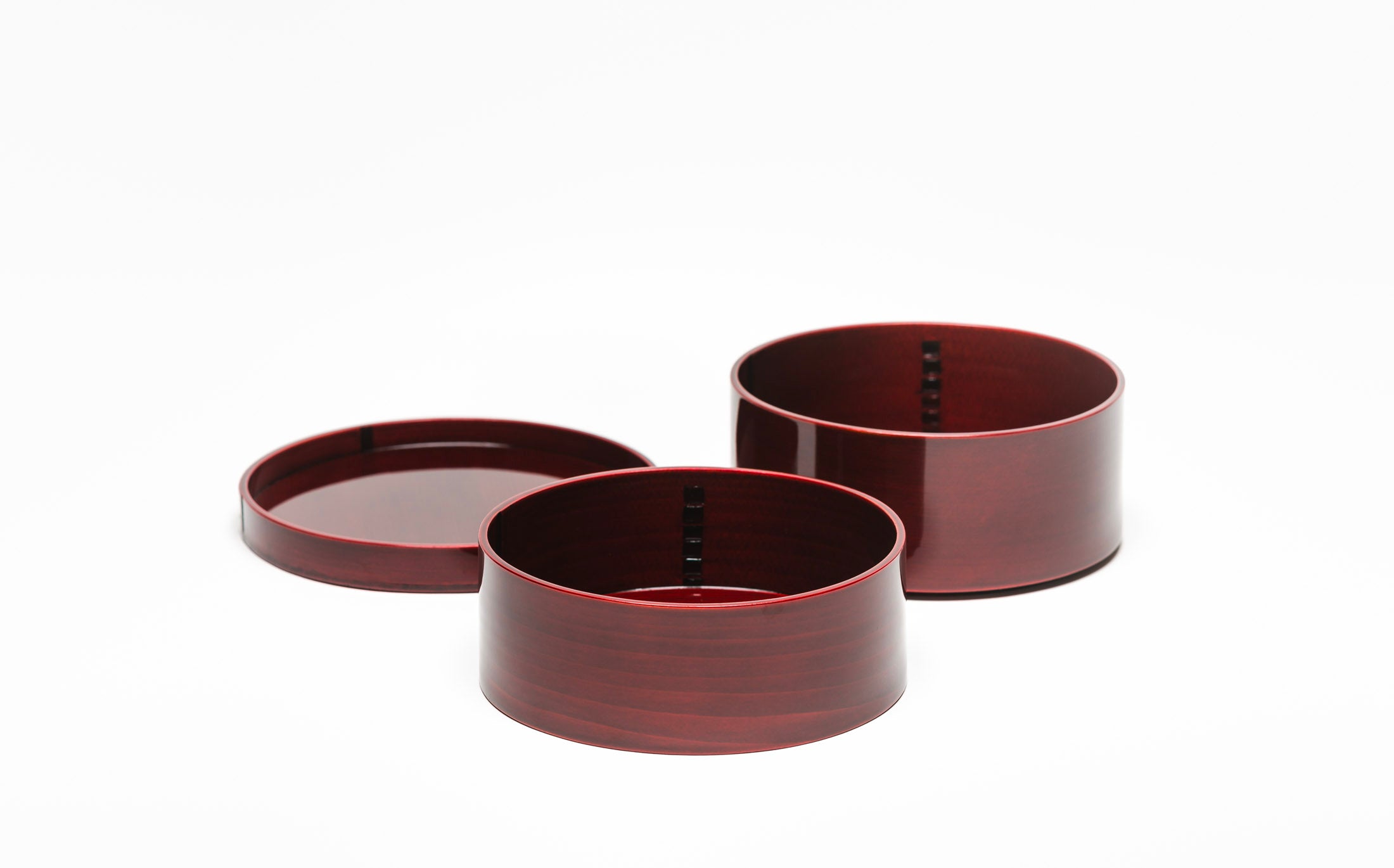 Mihashi - Red Shunkei - 2 Tier Round Lunch Box