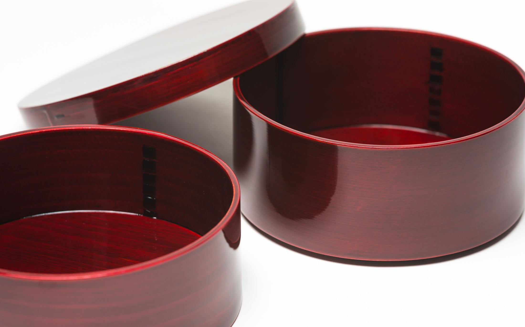 Mihashi - Red Shunkei - 2 Tier Round Lunch Box