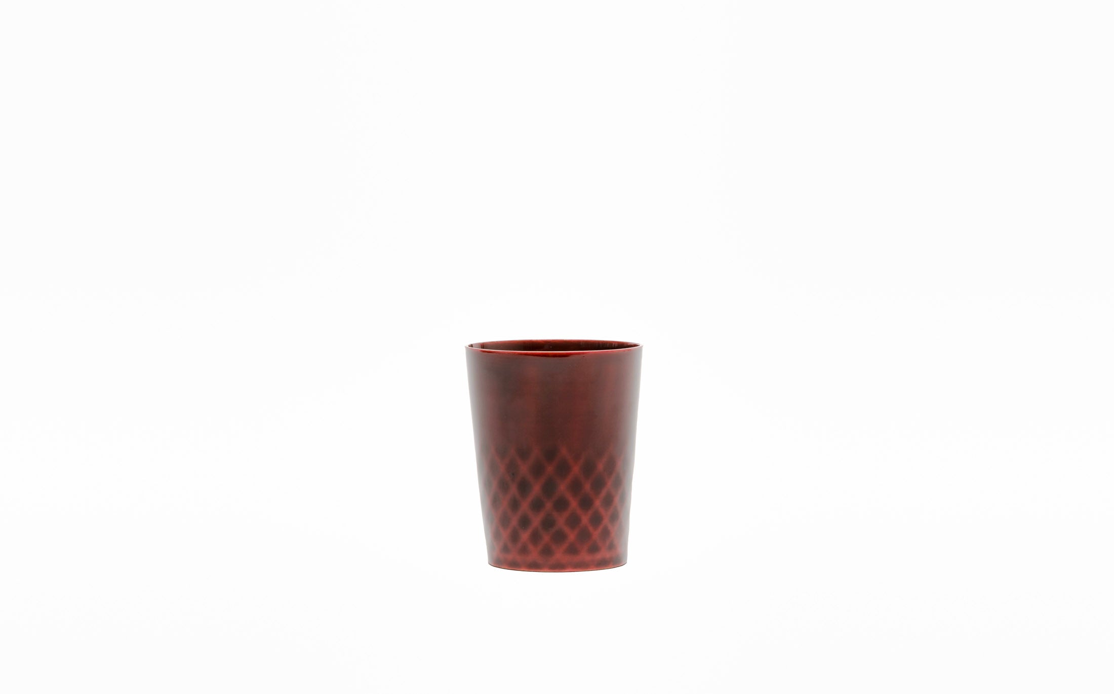 Omae - Red Shunkei - Cup Woven-Bamboo Pattern
