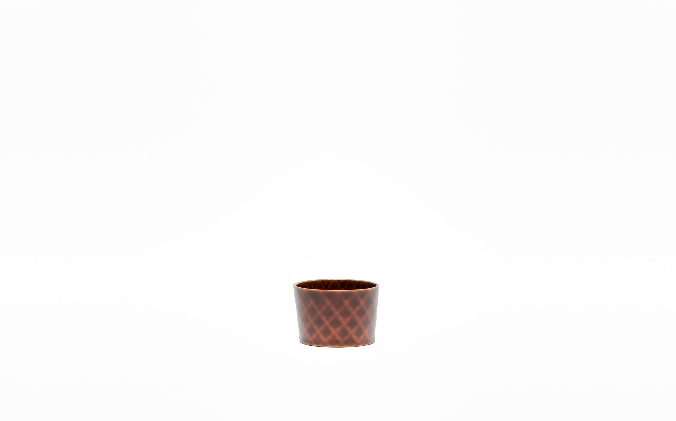 Omae - Yellow Shunkei - Sake Cup Woven-Bamboo Pattern