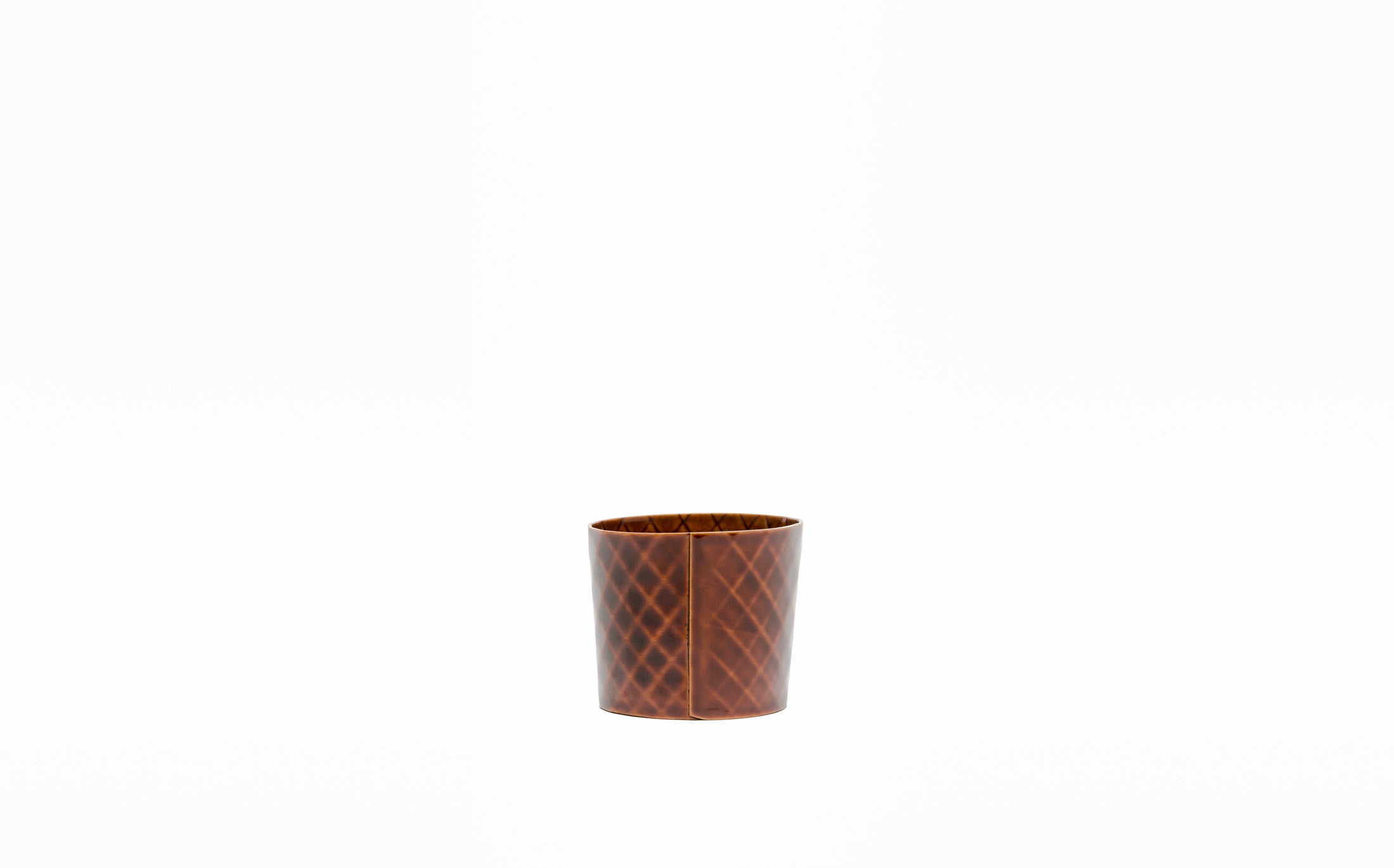 Omae - Yellow Shunkei - Soba Cup Woven-Bamboo Pattern