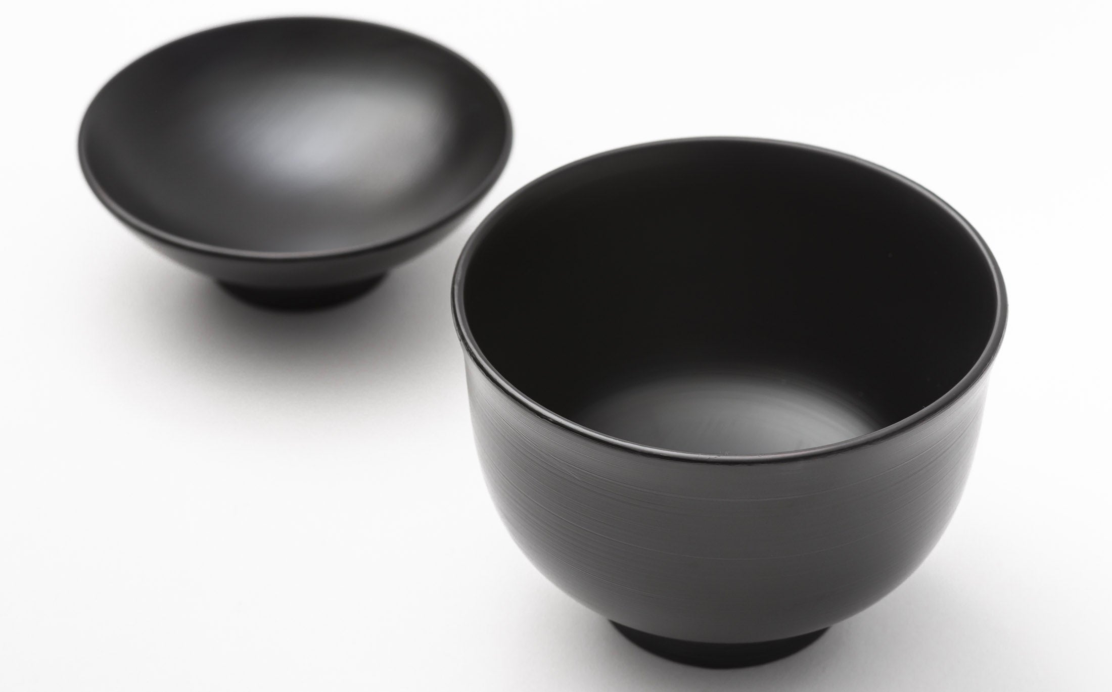 Tsubaki - Japanese Lacquer Brush Mark Black - Bowl with Lid Short