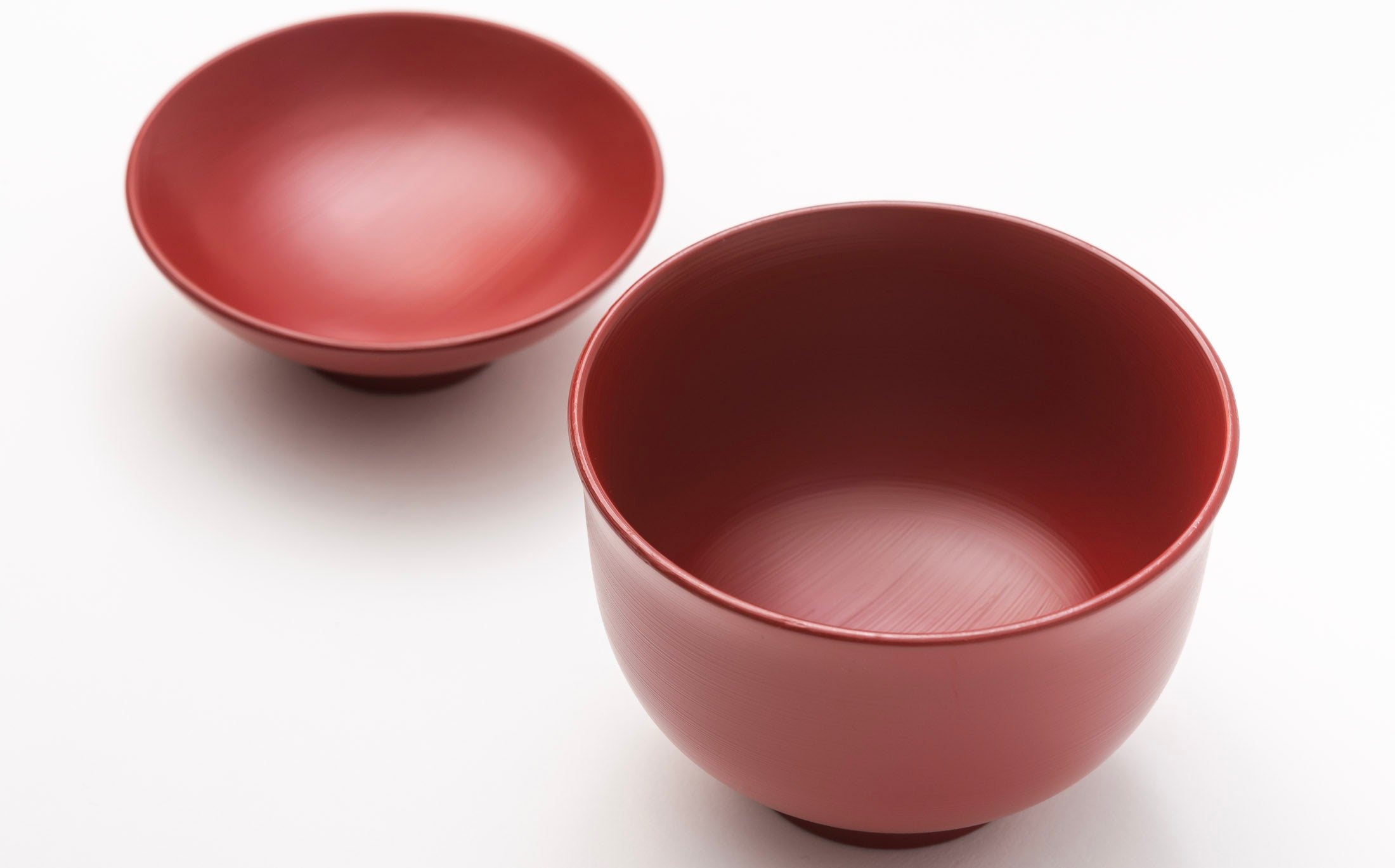 Tsubaki - Japanese Lacquer Brush Mark Vermillion - Bowl with Lid Short