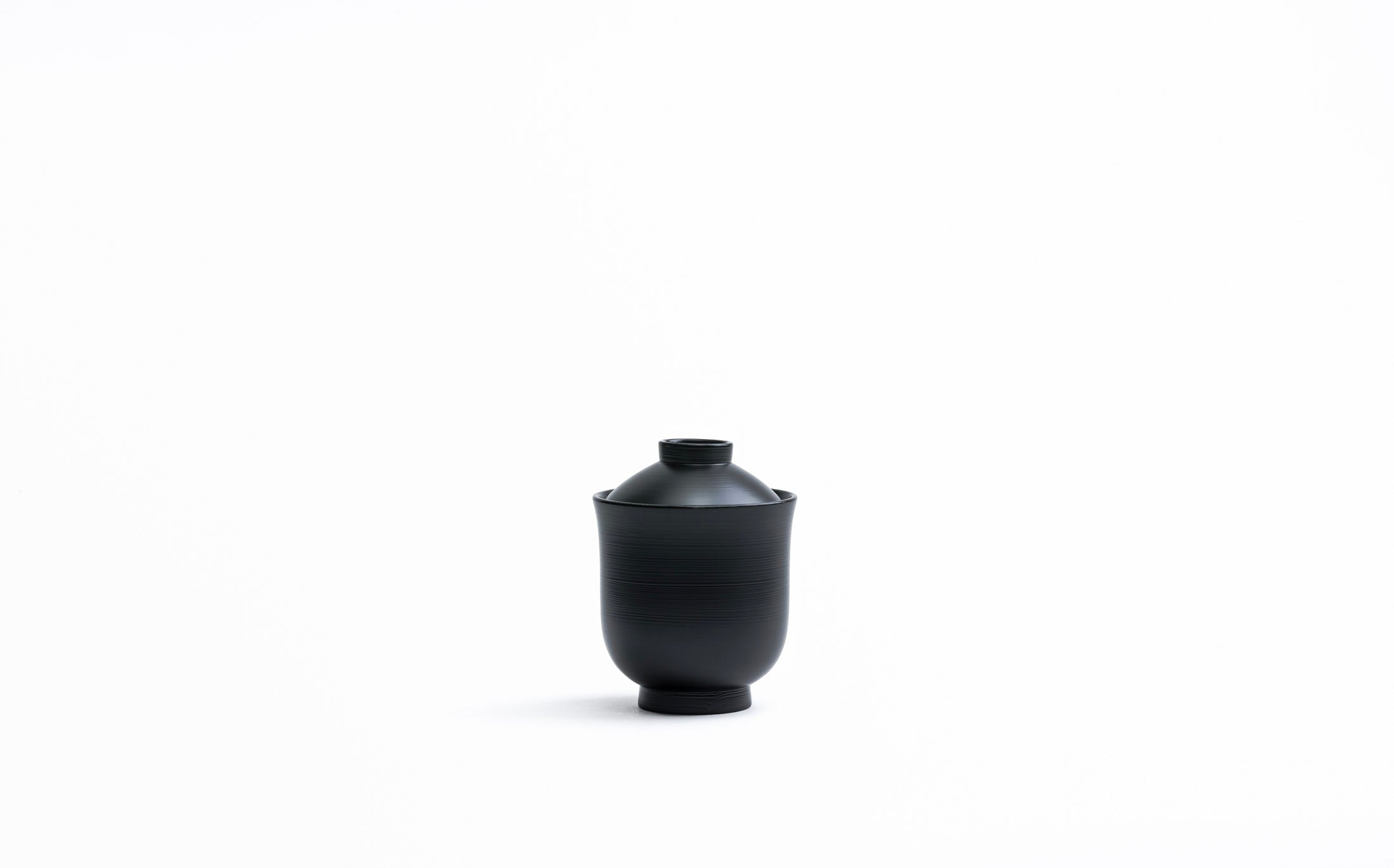 Tsubaki - Japanese Lacquer Brush Mark Black - Bowl with Lid Tall