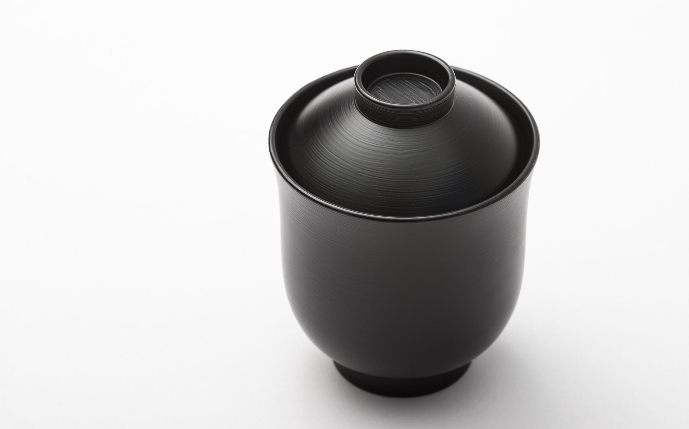 Tsubaki - Japanese Lacquer Brush Mark Black - Bowl with Lid Tall