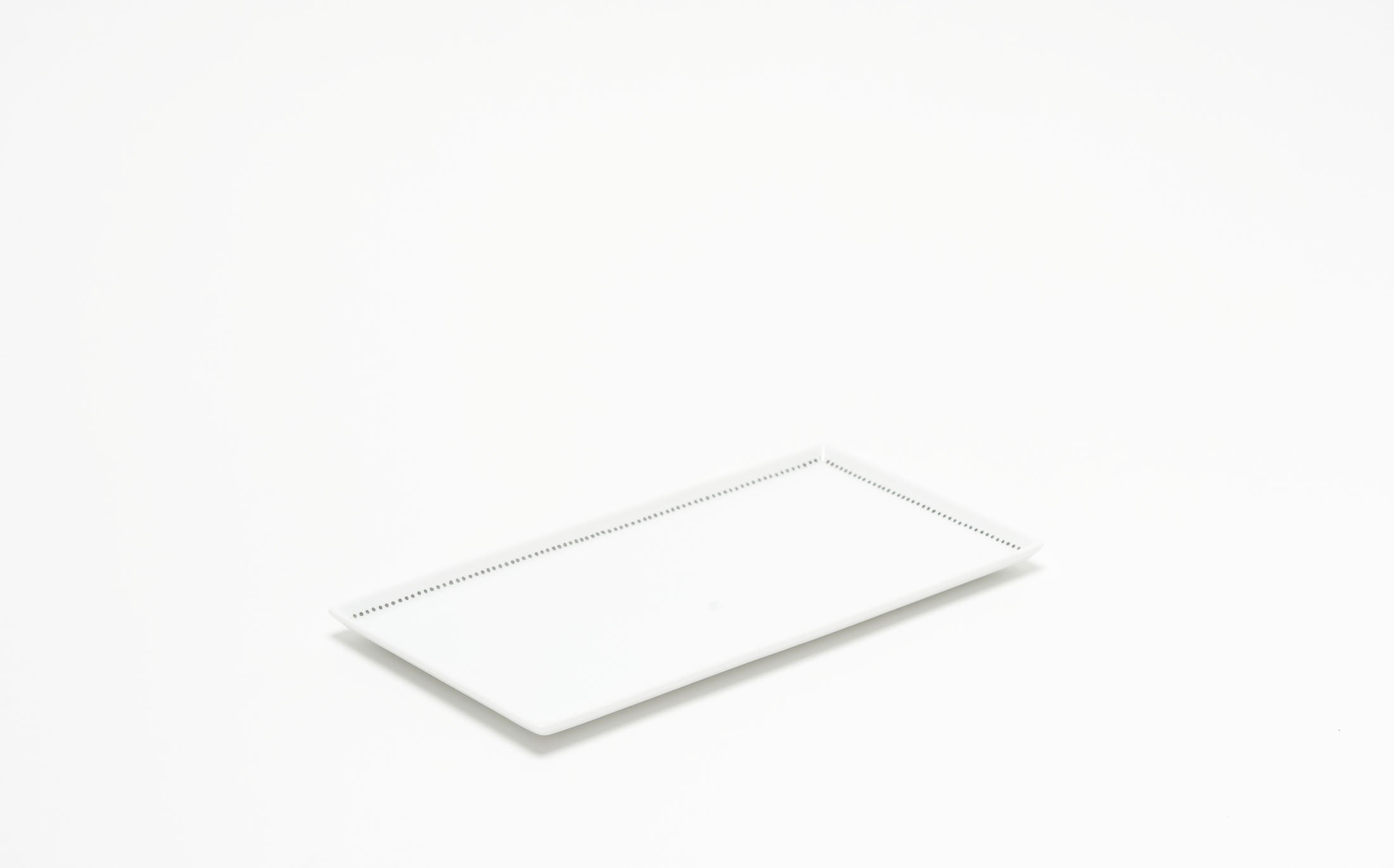 Yamabuki - Porcelain Dot Line Silver - Rectangle Plate