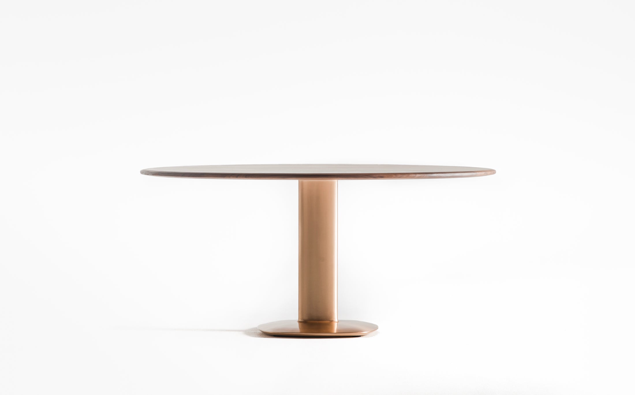 The bronze oval pillar table T-612 Walnut