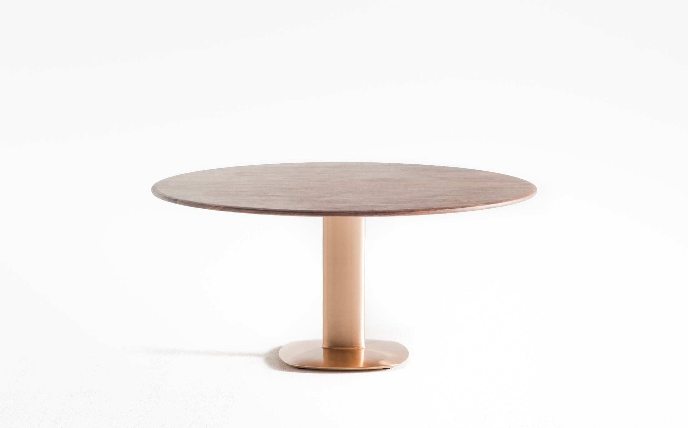 The bronze oval pillar table T-612 Walnut