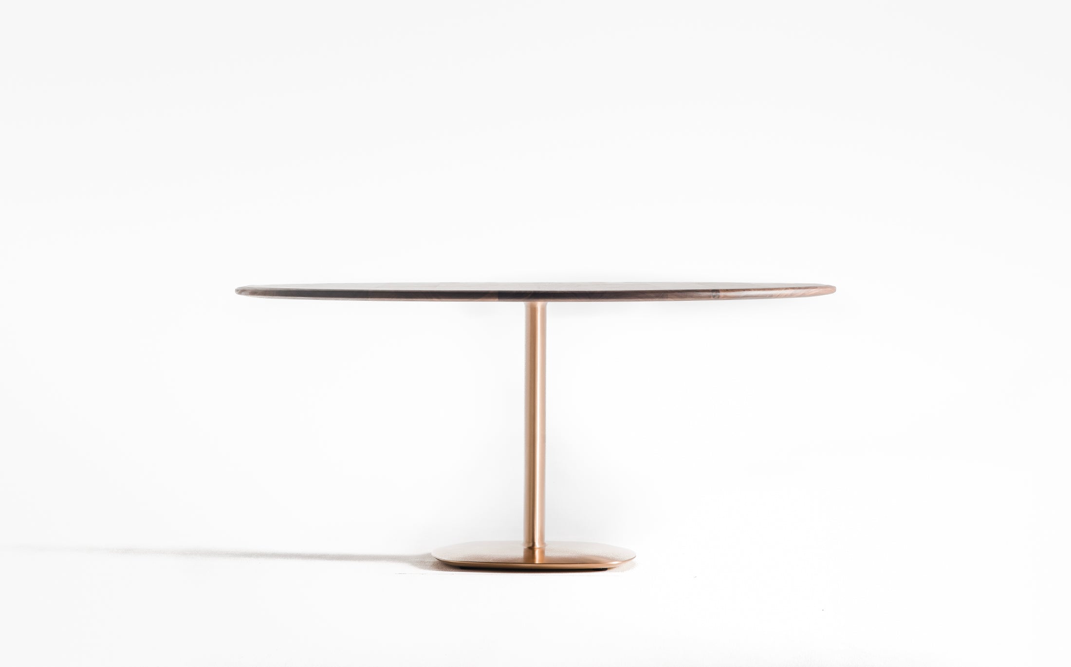 The bronze oval pillar table T-612 Walnut