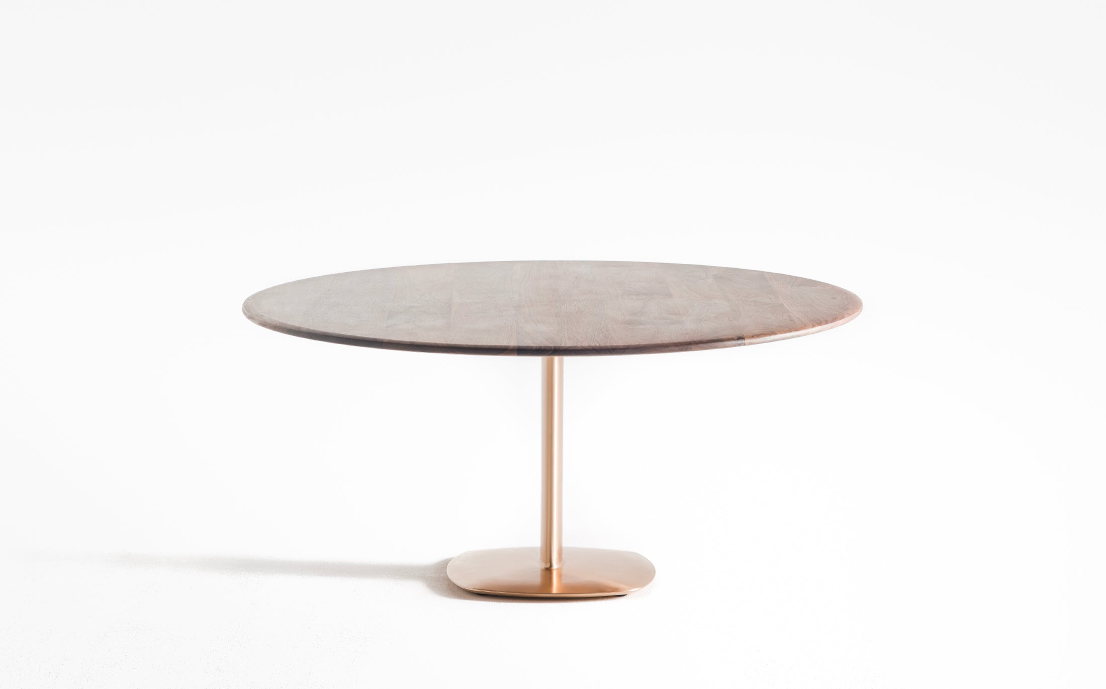 The bronze oval pillar table T-612 Walnut