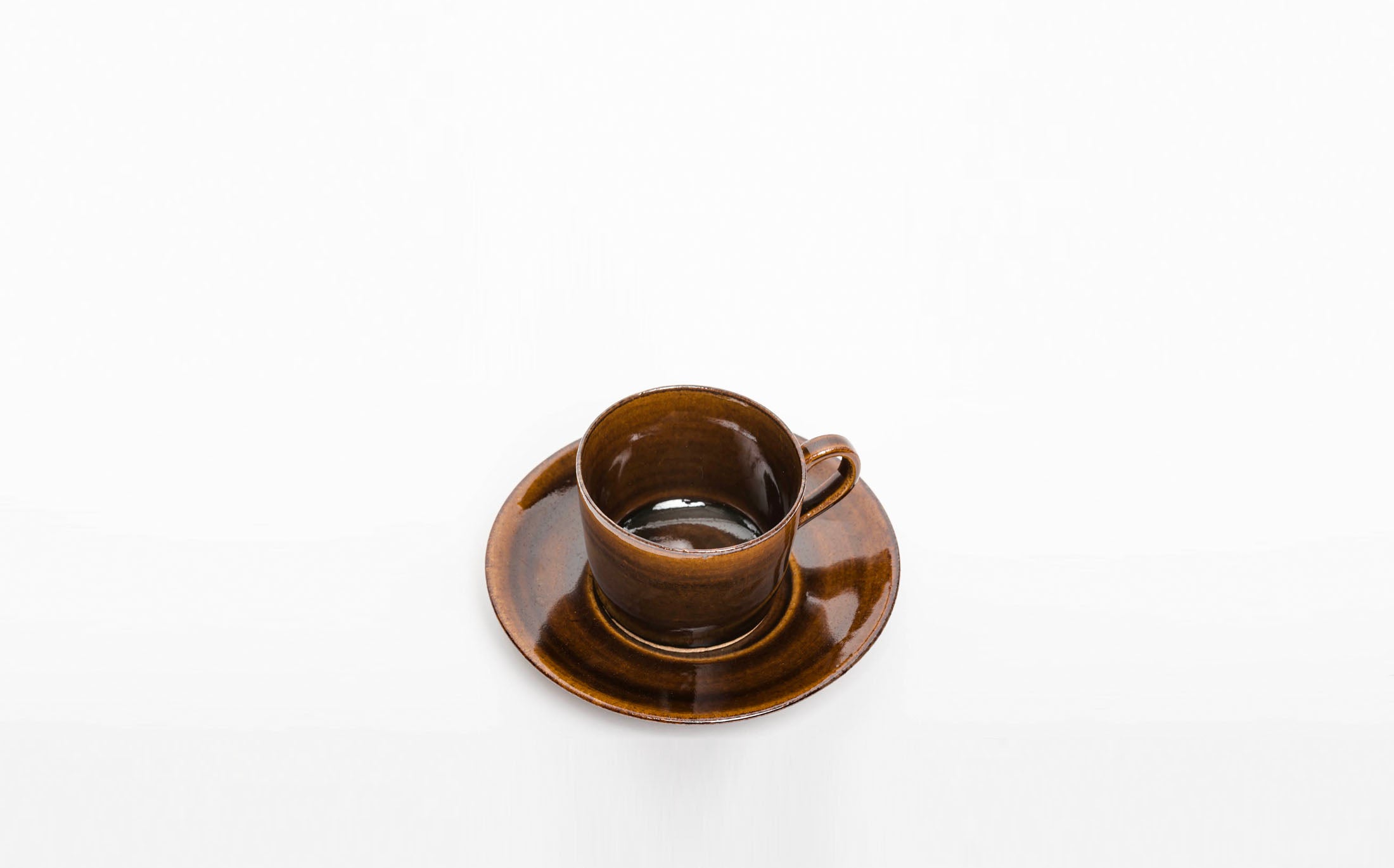 Asayake - Ceramic Brown - Coffee Cup and Saucer