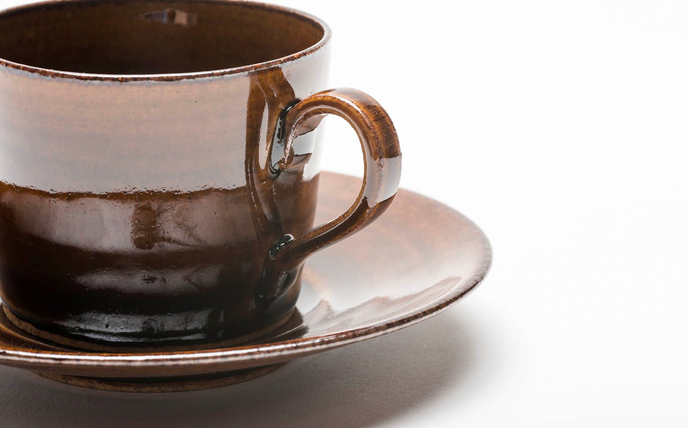 Asayake - Ceramic Brown - Coffee Cup and Saucer