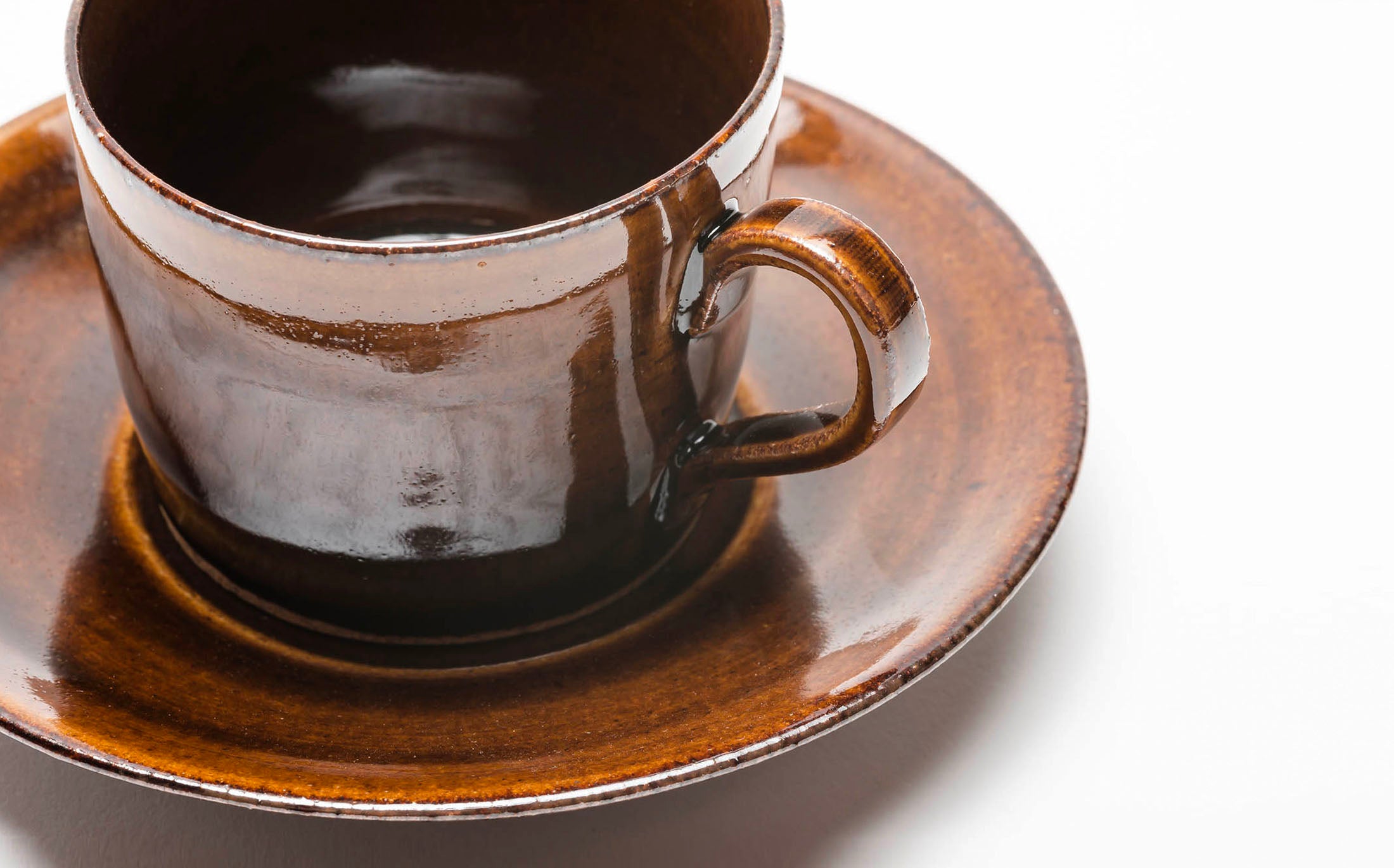 Asayake - Ceramic Brown - Coffee Cup and Saucer
