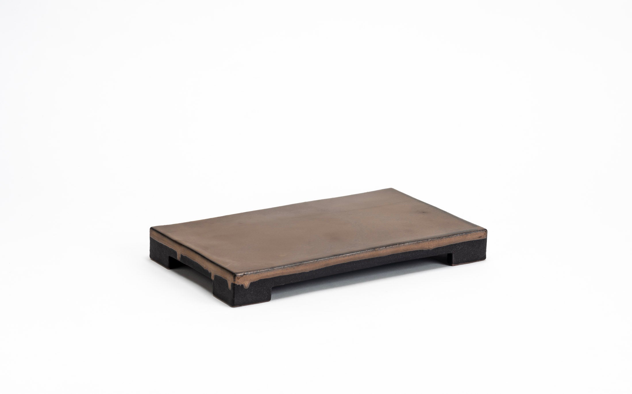 Kasama - Ceramic Black Luster - Rectangle Plate with Legs