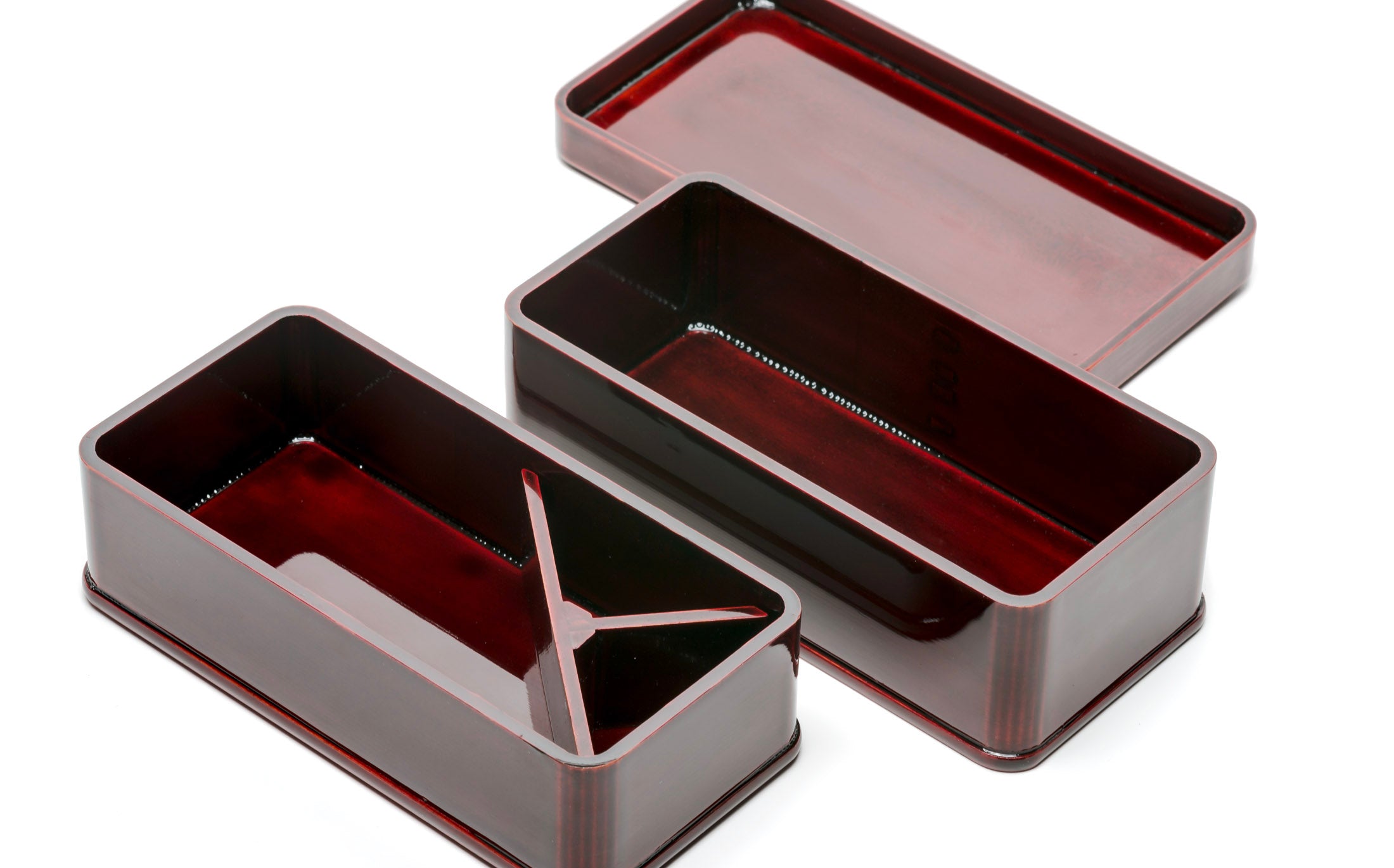 Omae - Red Shunkei - 2 Tier Square Lunch Box