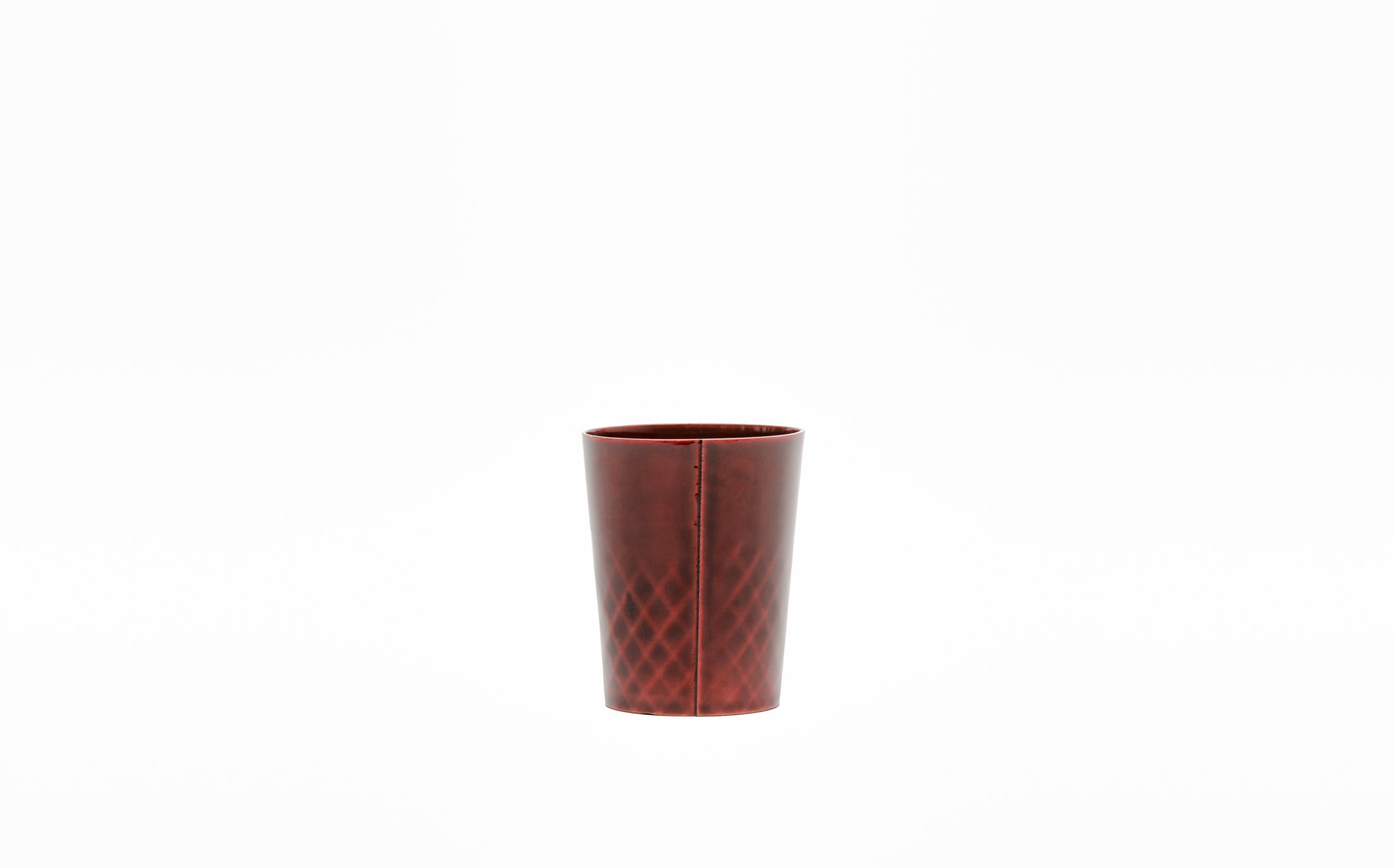 Omae - Red Shunkei - Cup Woven-Bamboo Pattern