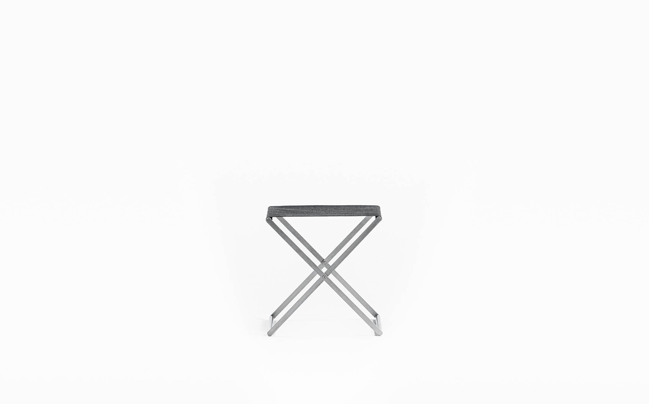 serpentine stool - stainless #Seat materials_fabric - slate