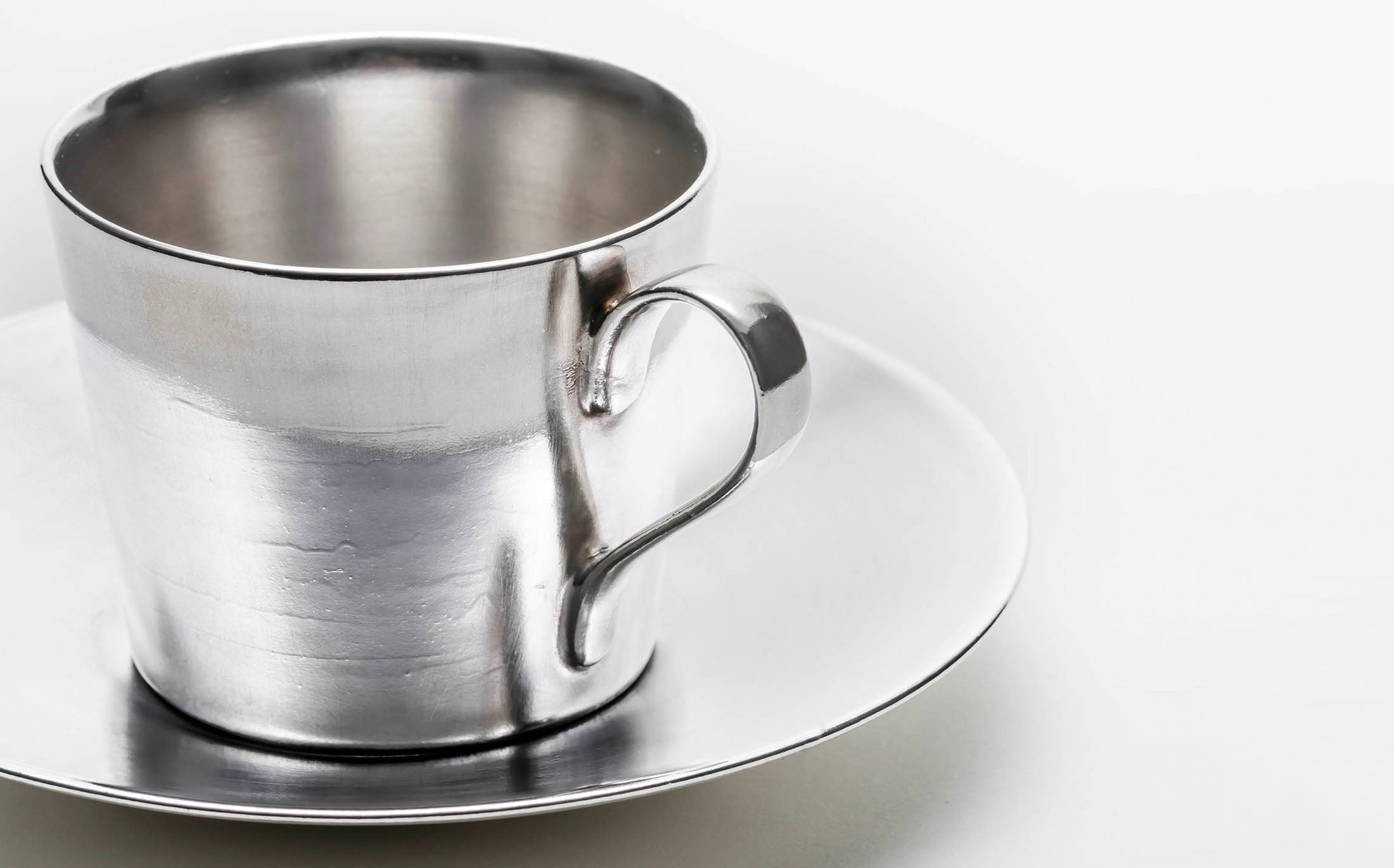 Shirotae - Silvered Porcelain - Demitasse Cup and Saucer