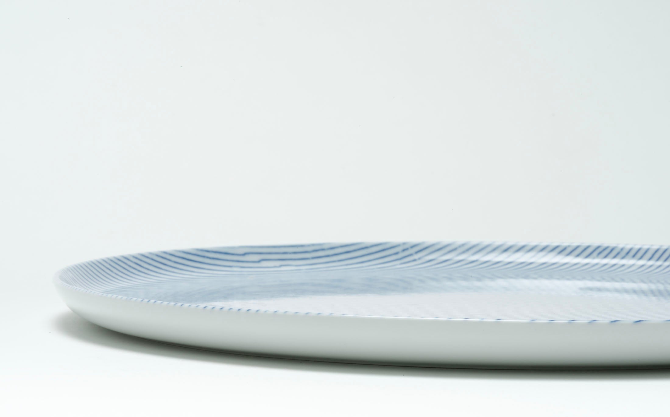 Yamabuki - Porcelain Stripe Blue - Oval Plate