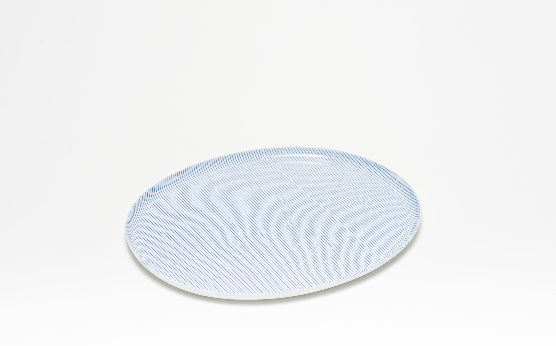 Yamabuki - Porcelain Stripe Blue - Oval Plate